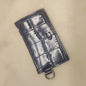 NEW!! COACH Zip Card Case CW433 Blue Crocodile Embossed NWOT!